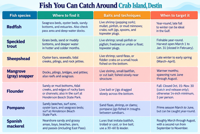 What Fish Can you Catch in Crab Island, Destin