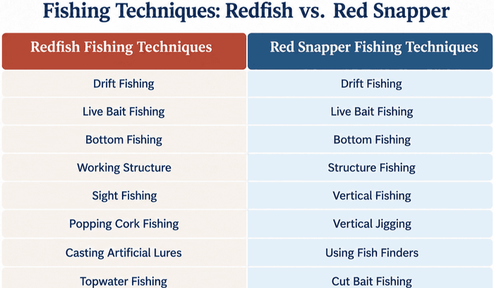 Redfish vs Red Snapper Fishing Techniques