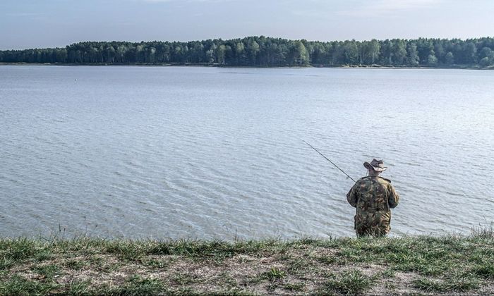 camouflage, fishing, lake