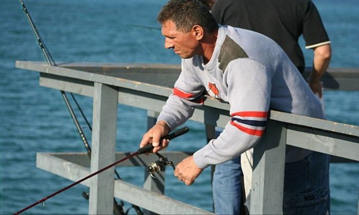 fishing pier, angler, fishing rod
