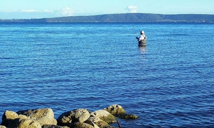 angler fishing on the lake