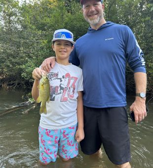 father and son river small mouth trip