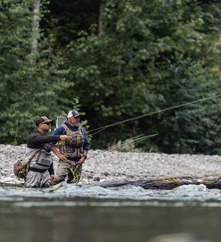 Scenic Pacific Northwest fly fishing action