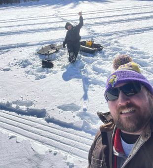 Frozen lake, fired-up anglers