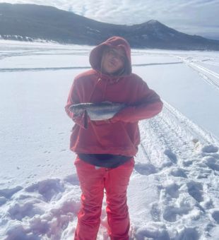 Icy catch with a beautiful Rainbow Trout!