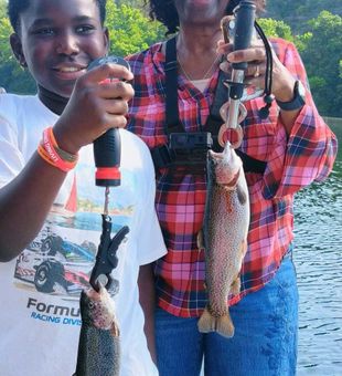 Double rainbow trout success in Branson MO waters!