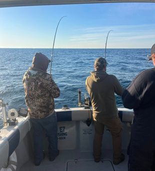 Double hook-up action on Lake Ontario—intense!