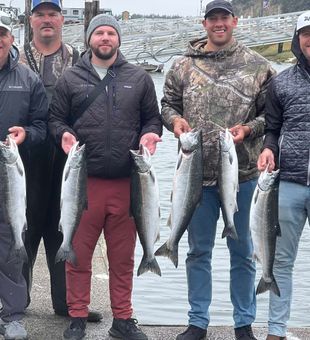 Coho fishing Winchester Bay Oregon ended with limits for every one.