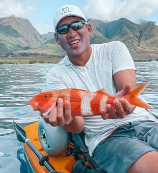 Beautiful red fish caught kayak fishing in Lahaina!