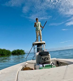 Poling the flats in Tavernier for perfect fishing position.