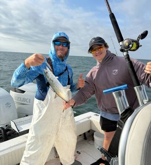 Reeling in Spanish Mackerel on Oak Island