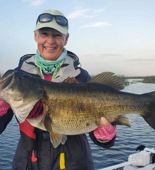 Bass action underway on the 22ft Pathfinder boat.