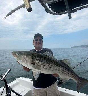 Reeling in Big Ones Near Point Judith - Stripers