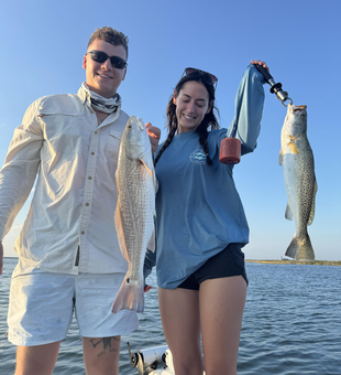 Nice redfish and speckled trout using jigging and trolling techniques today!