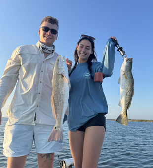 Nice redfish and speckled trout on light tackle today! Clear conditions made for some exciting fishing.