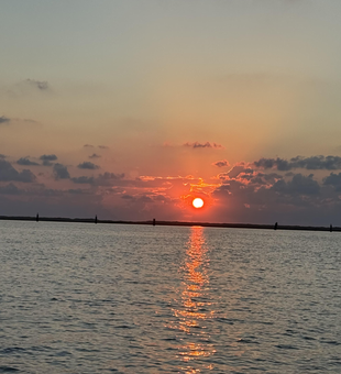 Perfect evening conditions for jigging and trolling. Clear skies made for an exciting day on the water.