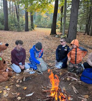 Chilly campfire gathering.