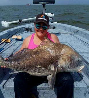 Double hookup during Galveston Bay fishing trip