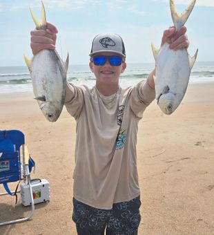 Epic double pompano catch in New Smyrna Beach!