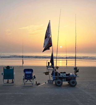 Perfect sunset fishing setup at New Smyrna Beach Florida.