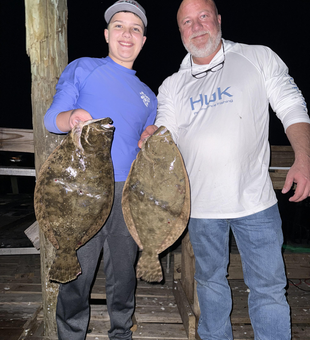 Nice pair of Southern Flounder brought in with light tackle jigging under clear skies!