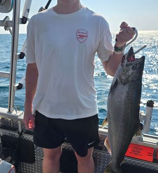 Young Angler ang his King Salmon catch! - Whitehall, MI.