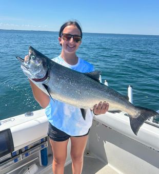 Happy Chinook catch on Lake Ontario!