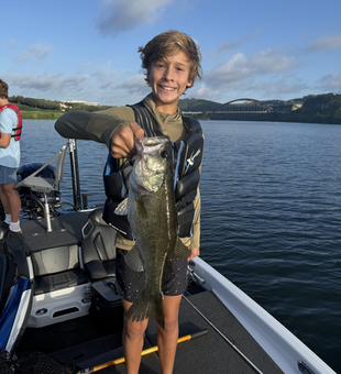 Reeling in a Florida Bass at Buchanan Dam on a clear day!