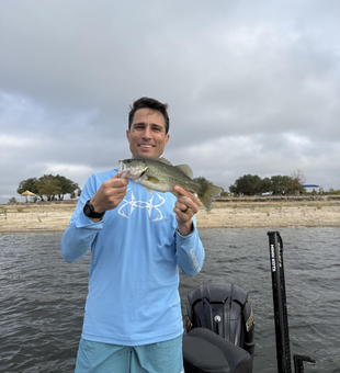 Nice largemouth bass using heavy tackle on the lake today!