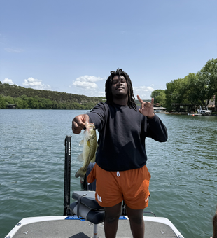 Reeled in this big bass using Heavy Tackle, Light Tackle at Buchanan Dam.