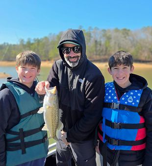 Hooked up on Lake Allatoona with light tackle.