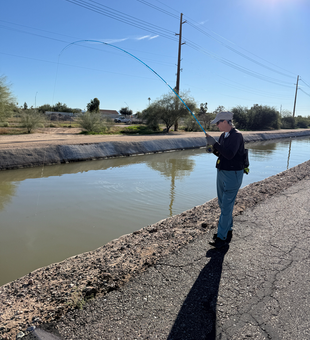 Arizona fly fishing along the canal banks.