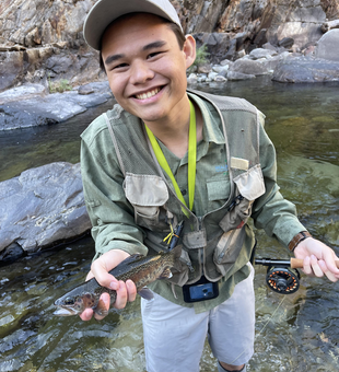 Nice cutthroat trout on the fly at Forest Road!