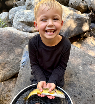 Successful fly fishing catch at Kings River.