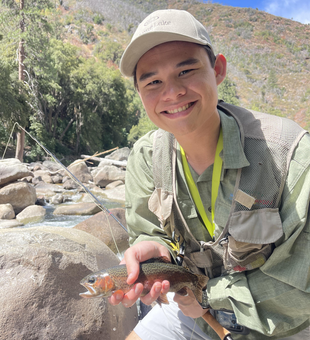 Nice rainbow trout on the fly at Forest Road - exciting adventure in beautiful country!