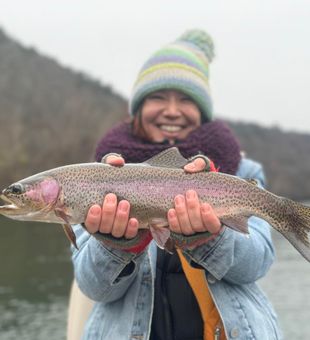 Bright rainbow trout with a big smile!