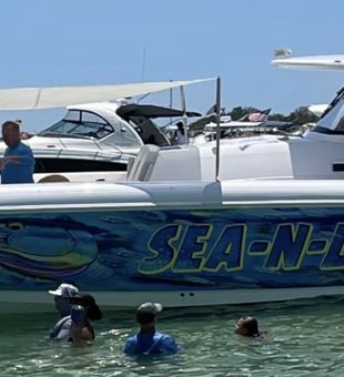 Playful St. Pete private boat charter at the sandbar