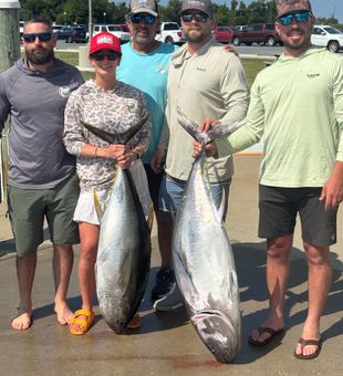 A proud tuna catch with Makai Charters in Rehoboth Beach.