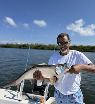Nice tarpon on light tackle today! Jigging and fly fishing produced this beauty.