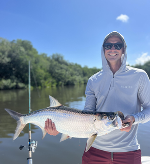 Nice tarpon on light tackle! Great jigging and fly fishing action today.