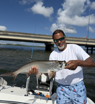 Nice tarpon on light tackle today! Great jigging and fly fishing action.