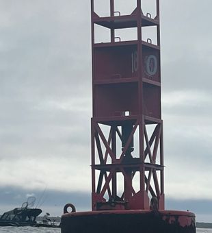 Navigation marker guides anglers to prime fishing spots.