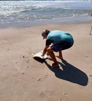 Surf casting into the Atlantic breeze