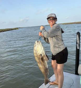 Chasing bull reds in Aransas Pass, TX. The coastal marshes are loaded with redfish today and nothing beats a Texas saltwater fight.