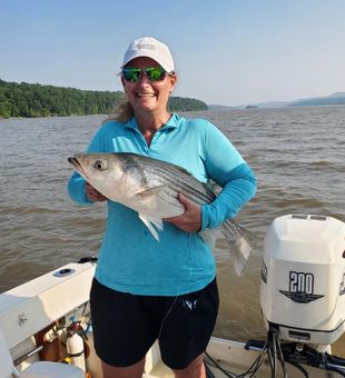 Scenic day fishing on the Hudson River.