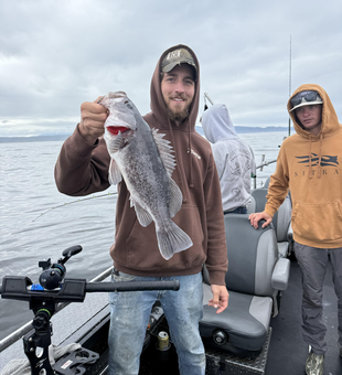Reeling in a 19-inch Black Rockfish off Garibaldi's coast!