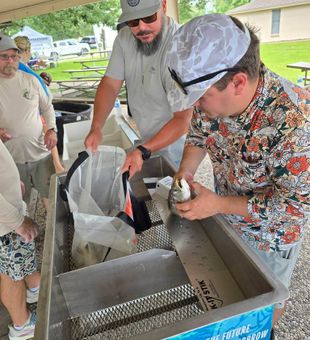 Fresh catch gets processed at Crosby TX cleaning station!