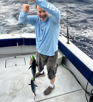 Hooked a feisty Little Tunny while kite fishing and drifting off West Palm Beach, FL.