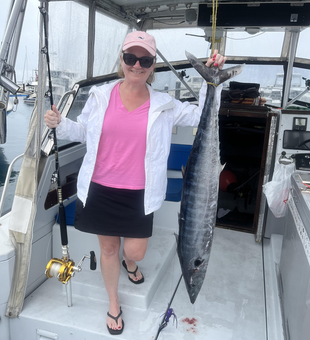 Angler lands a massive wahoo fish at the Riviera Beach City Marina