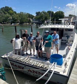 Successful fishing charter returns to Oxford MD marina.